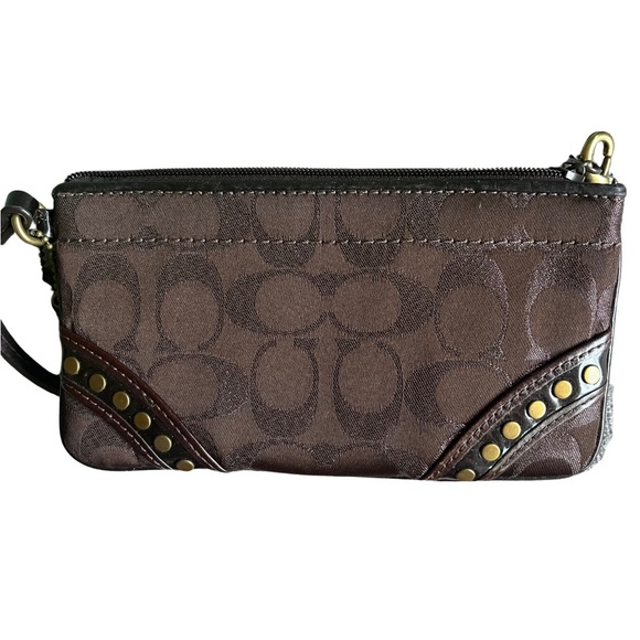 Coach Handbags - Coach Signature Studded Lurex Wristlet EUC